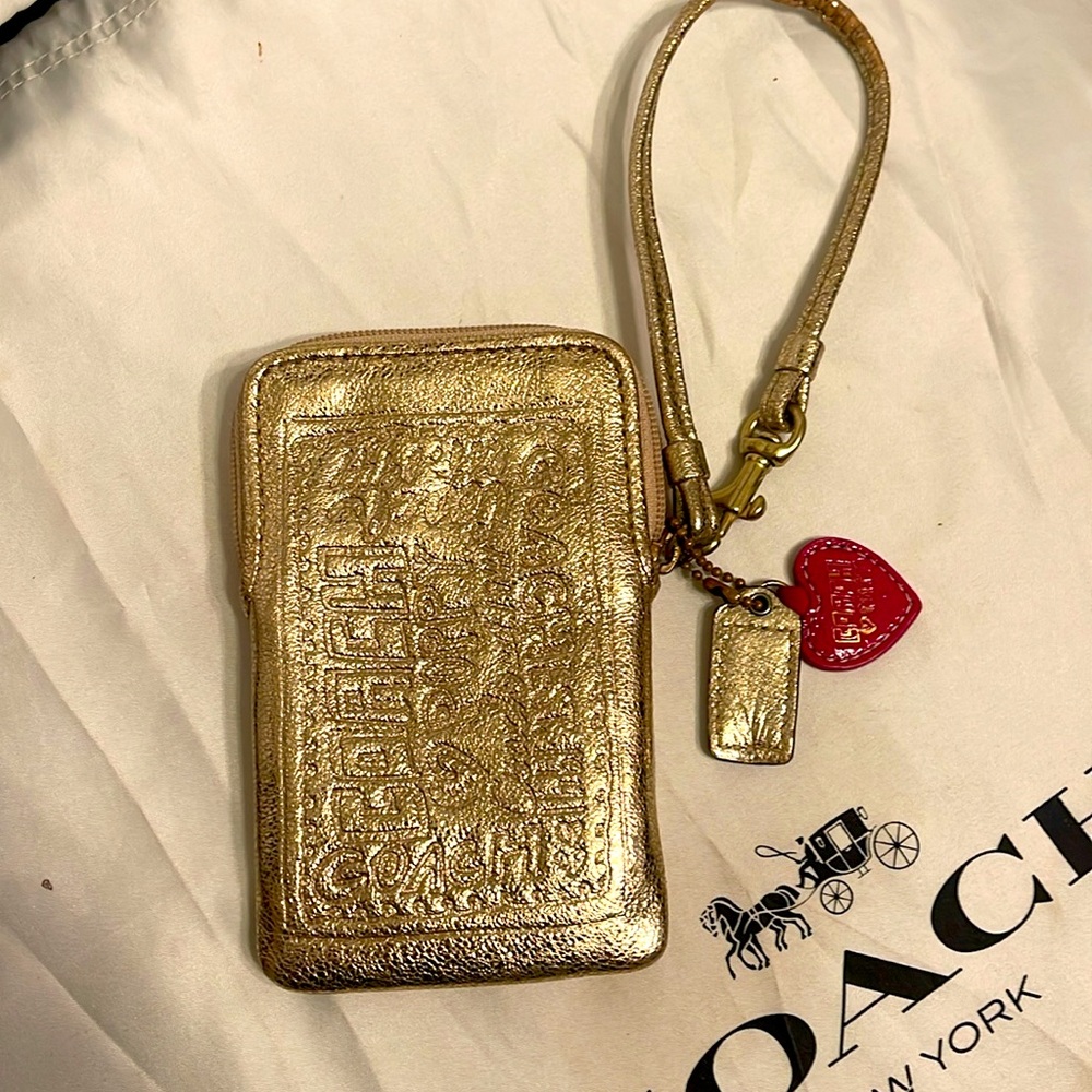 Coach Poppy Metallic Gold Wristlet